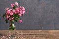 Still life with a beautiful bouquet of pink roses flowers. holiday or wedding background Royalty Free Stock Photo