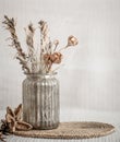 Still life beautiful vase with dried flowers