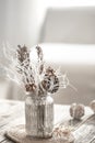 Still life beautiful vase with dried flowers Royalty Free Stock Photo