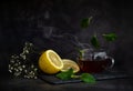 still life of berries and fruits on the table on a dark background High quality photo Royalty Free Stock Photo