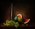 still life of berries and fruits on the table on a dark background High quality photo Royalty Free Stock Photo