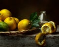 still life of berries and fruits on the table on a dark background High quality photo Royalty Free Stock Photo