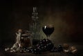 still life of berries and fruits on the table on a dark background High quality photo Royalty Free Stock Photo