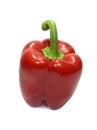 Still life with big ripe red bell pepper isolated on white background top view vertical Royalty Free Stock Photo