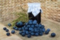 Still life with blueberries, confection, jam and twigs
