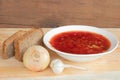 Borscht plate with onion with garlic and herbs Royalty Free Stock Photo