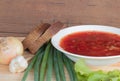 Borscht plate with onion with garlic and herbs Royalty Free Stock Photo