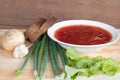 Borscht plate with onion with garlic and herbs Royalty Free Stock Photo