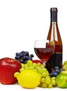 Still life with bottle of wine, fruit and glass Royalty Free Stock Photo