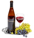 Still life - bottle of wine, glass and grapes Royalty Free Stock Photo