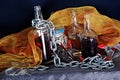 Still life with bottles, chain & tools 3