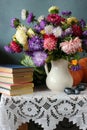 Still life with the bouquet of asters Royalty Free Stock Photo