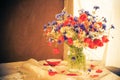 Still life bouquet colorful small wild flowers Royalty Free Stock Photo