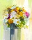 Still life a bouquet of flowers oil painting Royalty Free Stock Photo