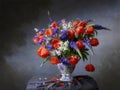 Still life with bouquet of red poppies Royalty Free Stock Photo