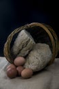 Still life with bread and basket