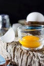 Still life broken white eggs and egg yolk Royalty Free Stock Photo