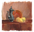 Still-life on a brown background