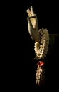 Still life, Buddha hand and flower isolated on black,The Art