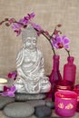 Buddha And Orchid Still Life Royalty Free Stock Photo