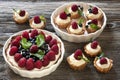 Still life with cakes and fresh berries