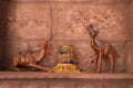Still life of camel pair in desert