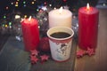 Still life with candles and coffee