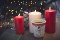 Still life with candles and coffee