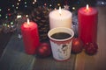 Still life with candles and coffee