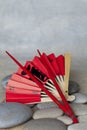 Still Life With Chop Sticks And Red Paper Fan Royalty Free Stock Photo
