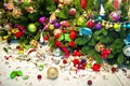 Still life with christmas tree and broken decoration balls Royalty Free Stock Photo