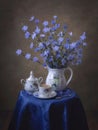 Still life with coffee and bouquet of chicory Royalty Free Stock Photo