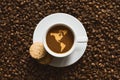 Still life - coffee with map of America continent Royalty Free Stock Photo