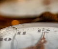 Still life color macro of ancient historic old pocket watch, symbolic,figurative, decay, fading,time,past,aging,age,carpe Royalty Free Stock Photo