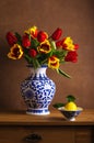 Still life with colorful tulips Royalty Free Stock Photo