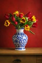 Still life with colorful tulips Royalty Free Stock Photo