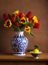 Still life with colorful tulips Royalty Free Stock Photo