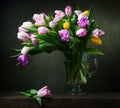 Still life with colorful tulips Royalty Free Stock Photo