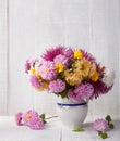 Still life with colourful chrysanthemums bunch