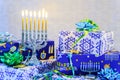 jewish holiday Hanukkah still life composed of elements the Chanukah festival Royalty Free Stock Photo