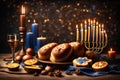 Still life composed of elements of the jewish hanukkah festival