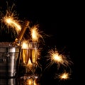 Champagne and sparklers Royalty Free Stock Photo