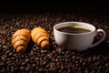 Still-life with a cup of black coffee and roasted coffee beans Royalty Free Stock Photo