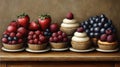 Still Life of Cupcakes and Berries Royalty Free Stock Photo