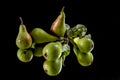 Still life. Delicious pears with mirror reflections. Royalty Free Stock Photo