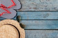 Still life of different items for relaxing on the beach, rubber Royalty Free Stock Photo