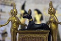 Egyptian statuettes anubis eset nebtht in gold