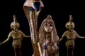 Egyptian figures snake, cleopatra and nebtht, eset Royalty Free Stock Photo