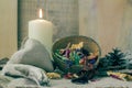 Still life elements spa candle stone Royalty Free Stock Photo