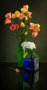 Still life with eustoma lisianthus and hydrangea flowers. Royalty Free Stock Photo